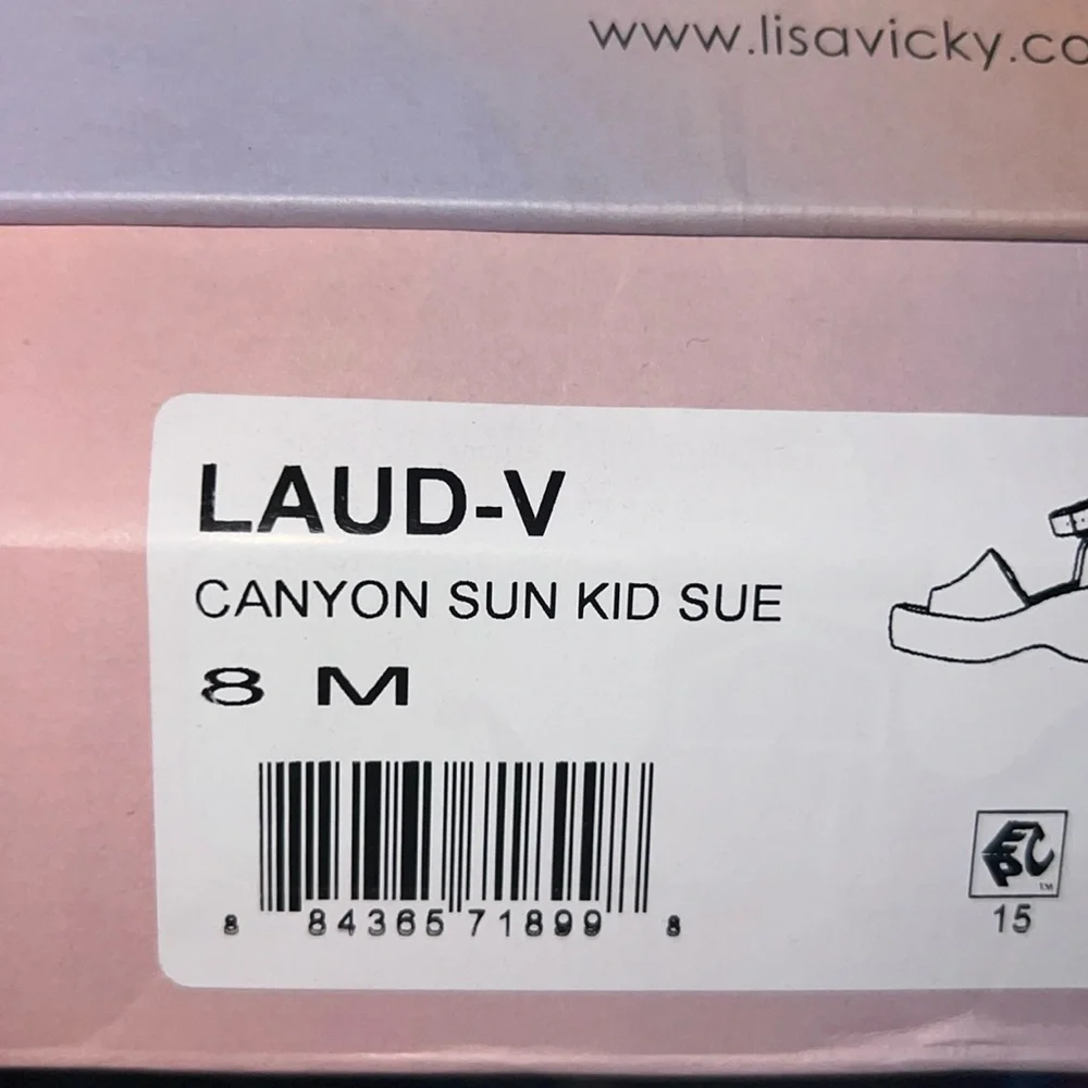 Lisa Vicky Canyon Sun Kid‎ Sue Cork Wedge Platform Strappy Sandals Peach 8M NIB